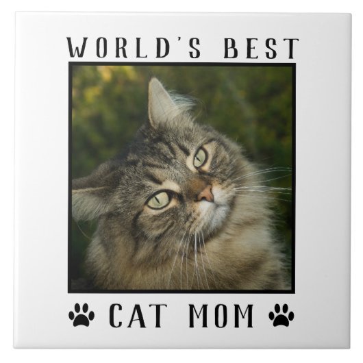 Carreau Meilleur Chat Maman Empreintes de pattes Monde Cad (Devant)