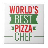 Carreau Meilleur chef de pizza du monde - rouge blanc vert (Devant)