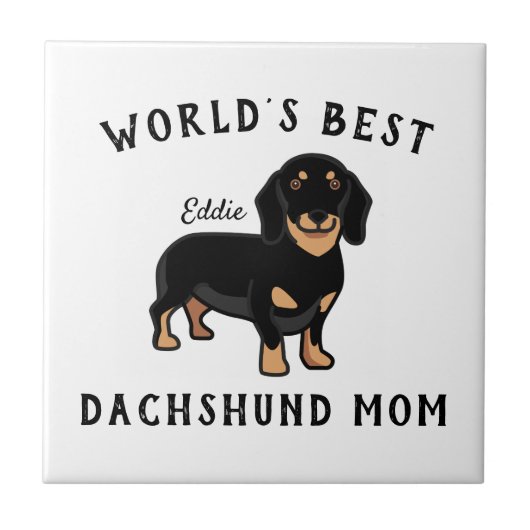 Carreau Meilleur Dachshund Maman Nom personnalisé de chien (Devant)