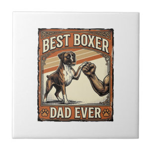 Carreau Meilleur Papa Boxer de Tous les Temps Vintage Papa