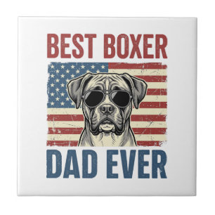 Carreau Meilleur Papa Boxer Vintage Chien