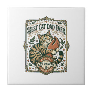 Carreau Meilleur Papa Chat Maman Papa Parent Vintage Vecto