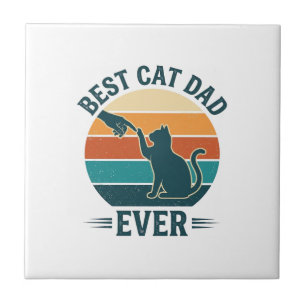 Carreau Meilleur Papa Chat Vintage Design de T-Shirt Chat_
