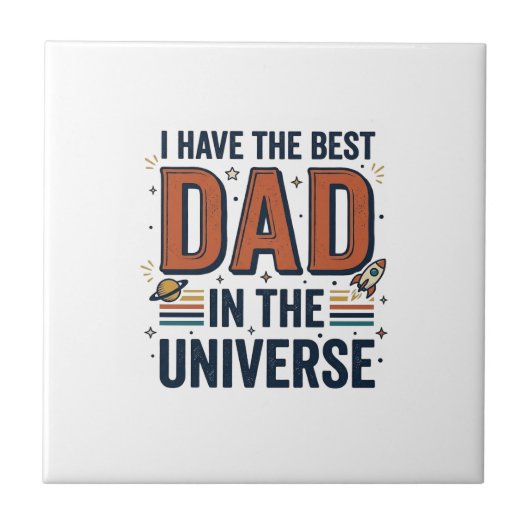 Carreau Meilleur papa de l'univers conception vectorielle  (Devant)