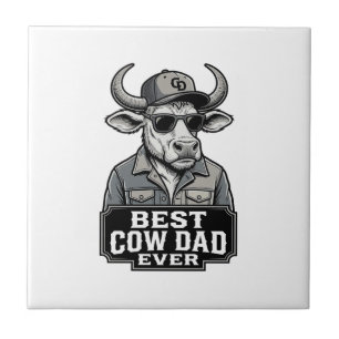Carreau Meilleur papa vache jamais design de gravure vinta