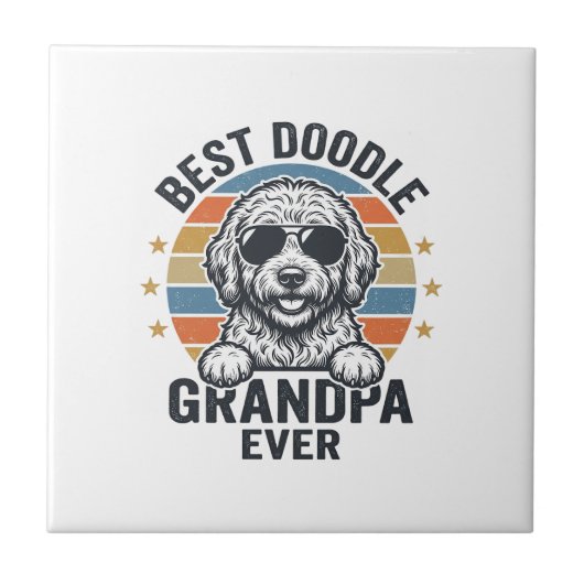 Carreau Meilleur Papy Doodle de tous les temps Design de c (Devant)