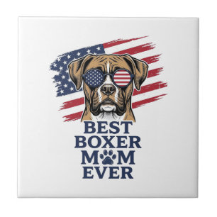 Carreau Meilleure Maman Boxeur Patriote Ever T-Shirt pour