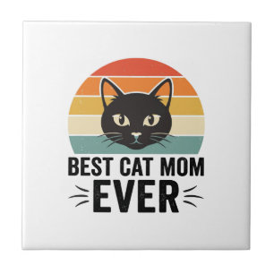 Carreau Meilleure Maman de Chat Retro Visage de Chat Desig