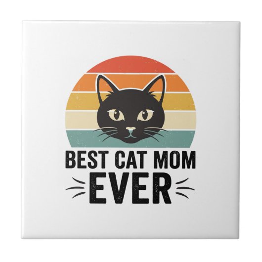Carreau Meilleure Maman de Chat Retro Visage de Chat Desig (Devant)