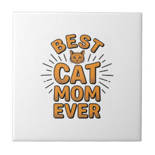 Carreau Meilleure Maman de Chat Vintage Gravure Design_1