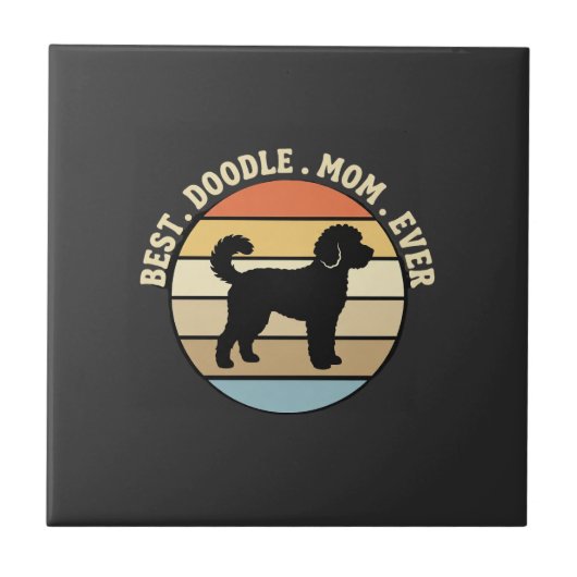Carreau Meilleure maman Doodle Rétro Chien (Devant)