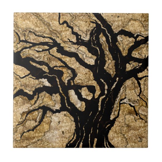 Carreau Mélange de texture noire et or abstrait (Devant)