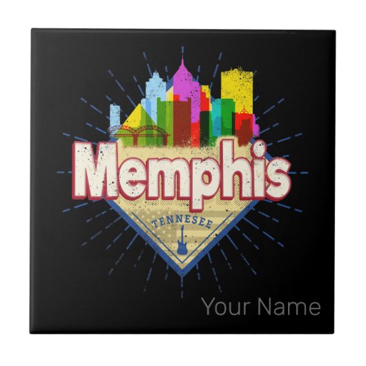 Carreau Memphis Tennessee United States Retro Skyline (Devant)