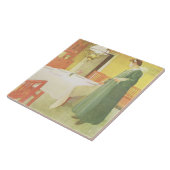 Carreau Ménage d'école, scène de salle à manger, pub. dans (Côté)