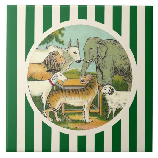 Carreau Ménagerie d'animaux striés (Devant)