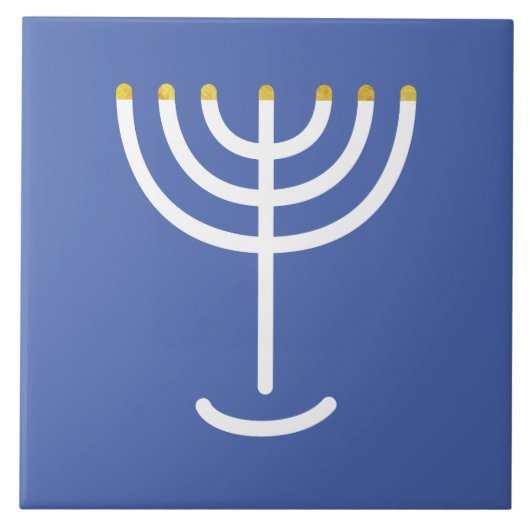 Carreau Menorah Blanc Or bleu (Devant)