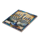 Carreau Menorah de Hanukkah bleue (Côté)