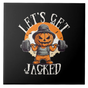 Carreau Mens Laissons Le Citrouille Jack-O-Lantern Enjoué