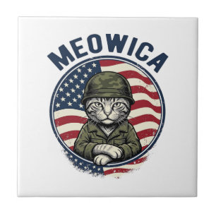 Carreau Meowica Chat Patriotique Chemise Gravure Vintage D