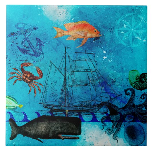 Carreau Mer Noire vintage Bleue Profond (Devant)