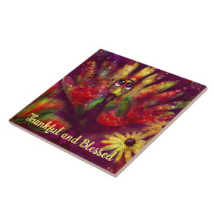 Carreau Merci Bienheureux Thanksgiving Turquie Floral Roug