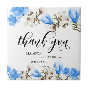 Carreau Merci de calligraphie en fleurs Magnolia