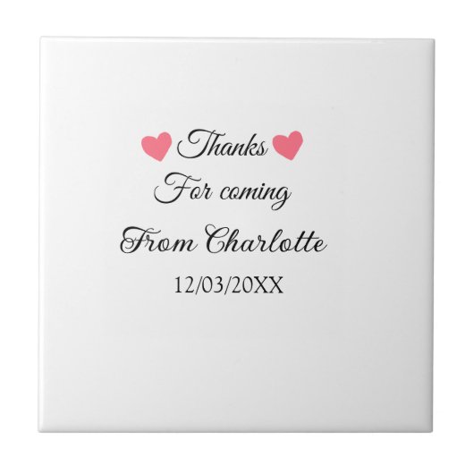 Carreau merci d'être venu nom du message texte ajouté (Devant)