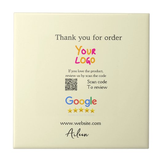 Carreau Merci Google avis scan QR entreprise (Devant)