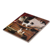 Carreau Mère Chat et chatons sur table (Côté)