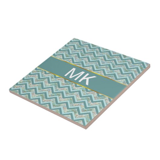 Carreau Mère de Pearl Turquoise ZigZag (Côté)