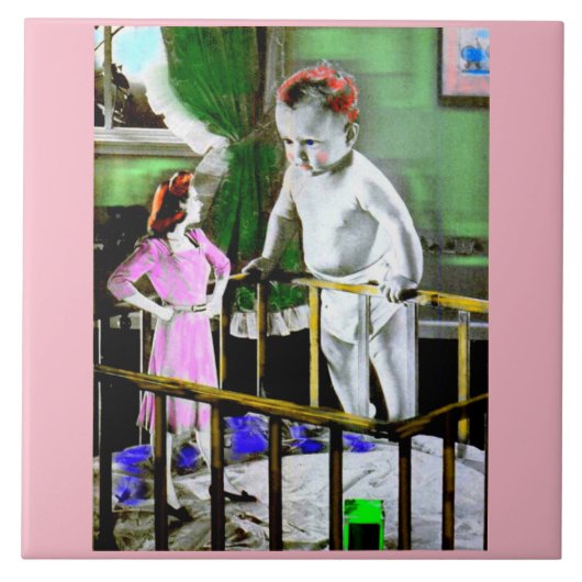 Carreau Mère des années 1940 et son bébé géant (Devant)