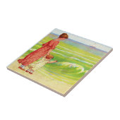 Carreau mère et bébé sur la plage (Côté)