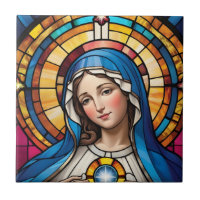 Mère Marie Colorée Verre Vierge Marie