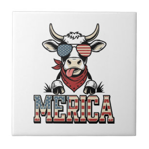Carreau Merica Graphique de gravure vintage vache patrioti