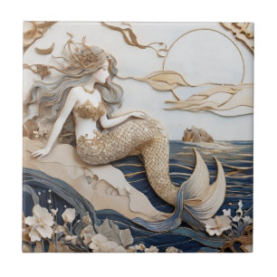 Carreau Mermaid à droite Faux Relief Japonais art asiatiqu