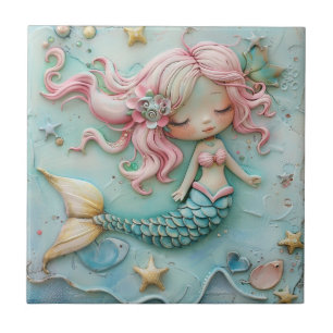 Carreau Mermaid Girl Ocean