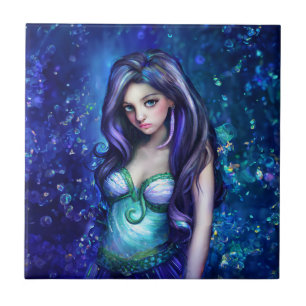 Carreau Mermaid Sea Goddess Nymphe Siren Art sous-marin