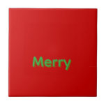 Carreau Merry Green Name on Red<br><div class="desc">Merry Green Name on Red Christmas</div>