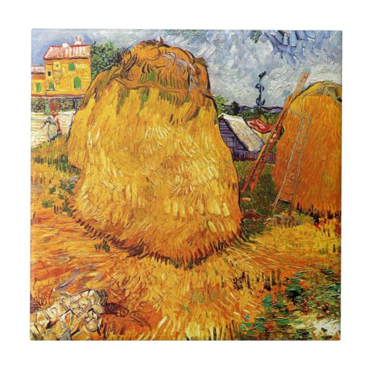 Carreau Meules de foin en Provence par Van Gogh. (Devant)