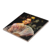 Carreau Mexicaine belle fille calendrier avec ventilateur (Côté)