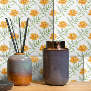 Carreau Mexique Aster Sulfur cosmos orange blanc art