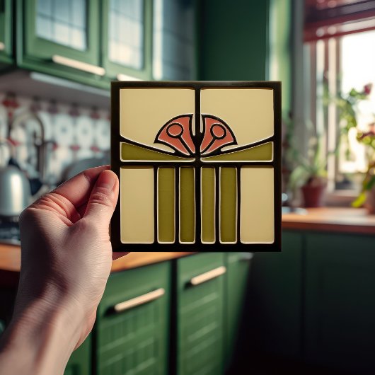 Carreau Mi-siècle Abstrait Tulips Arts Crafts Mouvement