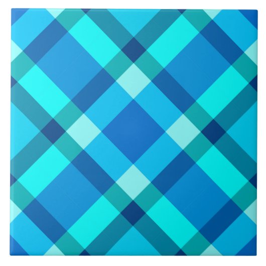 Carreau Mi-siècle Bias Plaid, bleu Cobalt et turquoise (Devant)