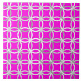Carreau Mi-siècle Cercles modernes, magenta, gris & blanc (Devant)