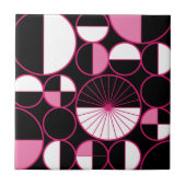 Carreau Mi-siècle Cercles modernes Moitié rose noir (Devant)