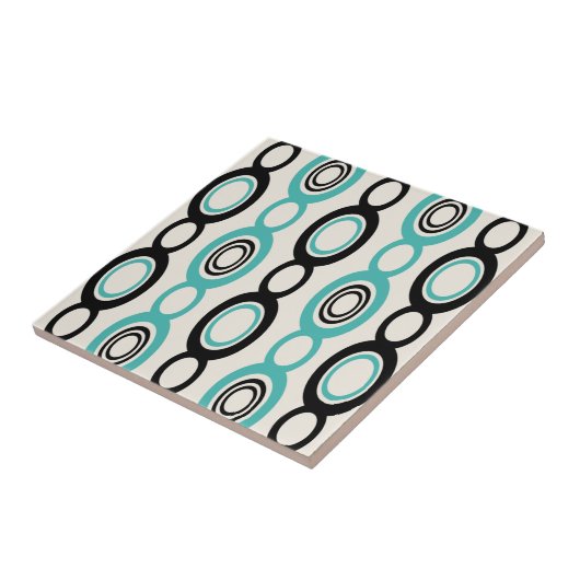 Carreau Mi-Siècle Chaîne Moderne Liens Turquoise Noir (Côté)