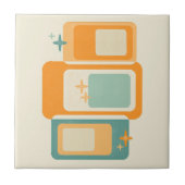 Carreau Mi-siècle géométrique rétro Abstrait Turquoise ora (Devant)