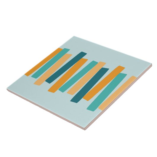 Carreau Mi-Siècle Moderne Atomique Blocs Funky Aqua Orange (Côté)