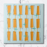 Carreau Mi-Siècle Moderne Blocs Atomique Aqua, Orange<br><div class="desc">Âge Atomique Mi-Siècle Design moderne. Design amusant et audacieux avec des blocs funky et colorés,  et des étoiles. Parfait pour les amateurs de style rétro et vintage.</div>