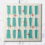 Carreau Mi-Siècle Moderne Blocs Atomique Turquoise, Crème,<br><div class="desc">Âge Atomique Mi-Siècle Design moderne. Design amusant et audacieux avec des blocs funky et colorés,  et des étoiles. Parfait pour les amateurs de style rétro et vintage.</div>